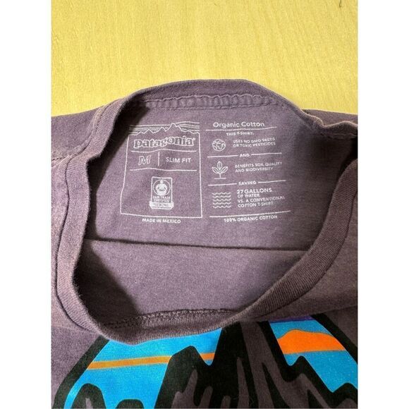 Patagonia 1973 Shirt Mens Medium‎ Purple Organic Cotton Mountain Range Slim Fit - Picture 4 of 7
